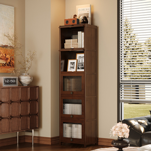 书架置物架落地儿童一体靠墙储物柜简易多层书柜夹缝柜不占地方的