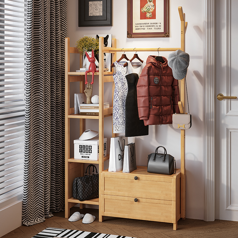 多功能一体靠墙衣帽架