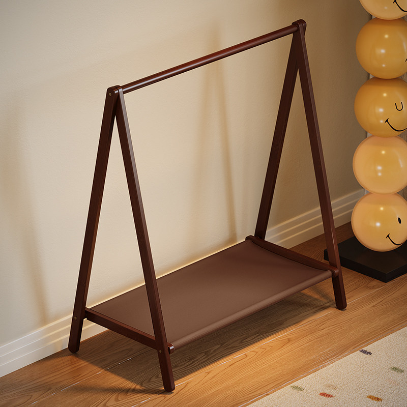 儿童卧室折叠衣帽架房间落地小型挂衣架新款2026实木晾衣架迷你架