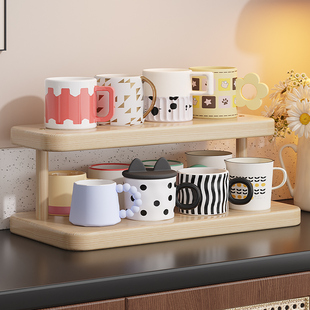 实木简约风桌面杯架收纳架分层置物架厨房承重稳固多款式整理架子