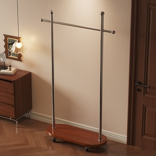 卧室落地衣帽架中古风可移动金属立柱式挂衣架简易床边放衣服神器