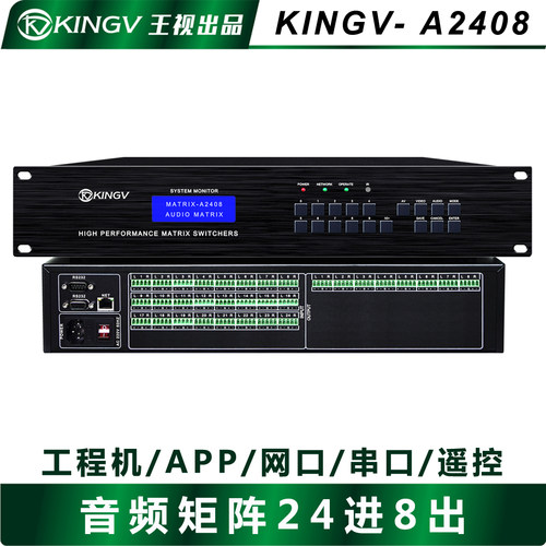 王视音频矩阵24进8出双声道立体