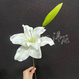 仿真花重瓣大百合 白色系婚礼地排吊顶假花 景观造景装饰人造花