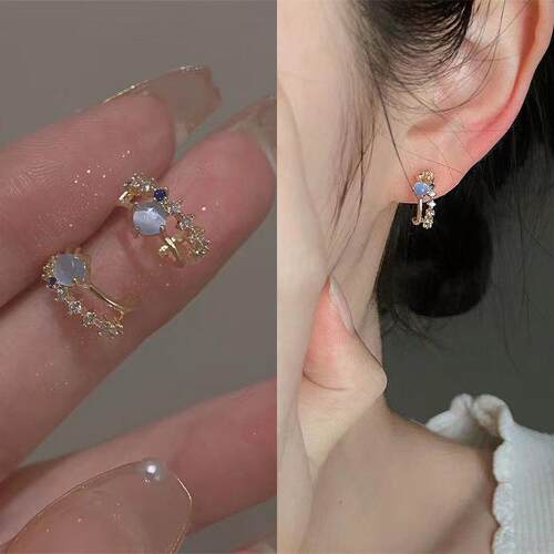 【琼康耳饰】简约小巧猫眼石浪漫耳针小众设计感耳环耳饰女时尚女