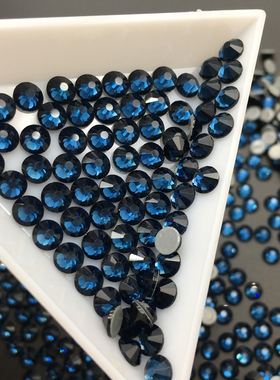 DANA平底墨兰烫钻舞蹈服贴钻仿奥胶底墨蓝色圆形玻璃diy散钻整包