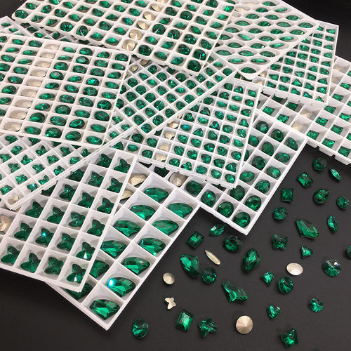 SUNLEAD尖底异形深绿孔绿美甲钻