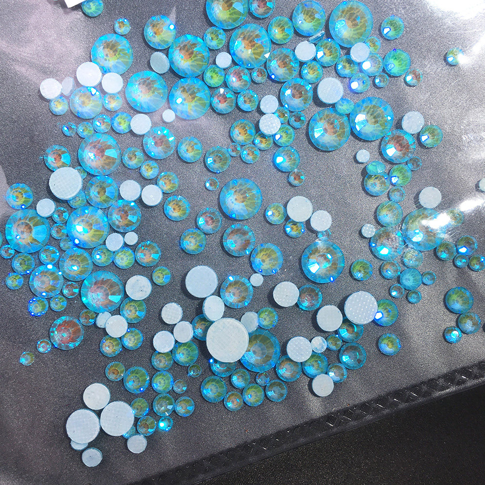 DANA新款平底圆形水钻摩卡荧光湖蓝色烫钻胶底美甲钻饰水钻混合款,彩妆/香水/美妆工具,美甲工具,淘宝优惠券,粉丝福利购,淘宝优惠卷