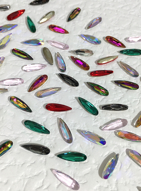 DANA尖底彩色水滴3*10mm50颗瓜子形立体美甲指甲钻饰异形闪钻