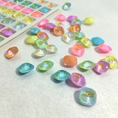 DANA新款 糖果色马卡龙极光摩卡尖底10mm正圆角肥方美甲幻彩立体钻