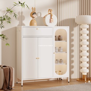 家用门口大容量收纳鞋柜钢制多层带门防尘铁皮储物柜户门外鞋架子