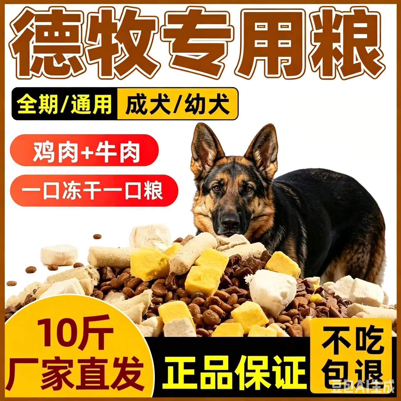德牧专用狗粮40斤幼成犬通用型大型犬狼青狼狗德国牧羊犬滋满月后