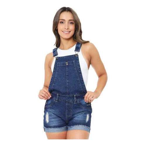 K 78954 Women Short Overalls Denim Sleeves牛仔背带裤