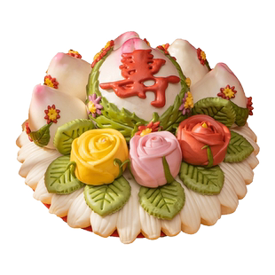 寿桃馒头生日老人祝寿花馍馍胶东花饽饽寿包山东特产过寿