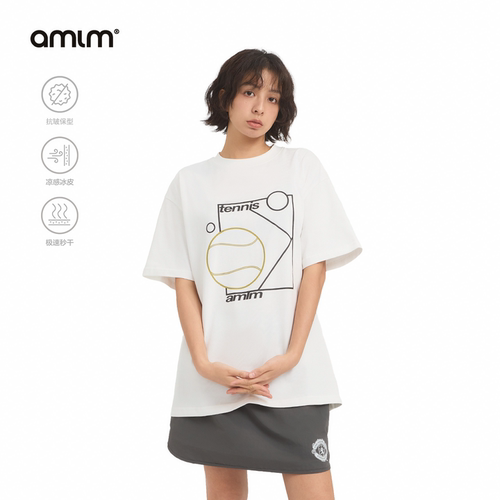 AMLM凉感速干T恤男网球印花短袖