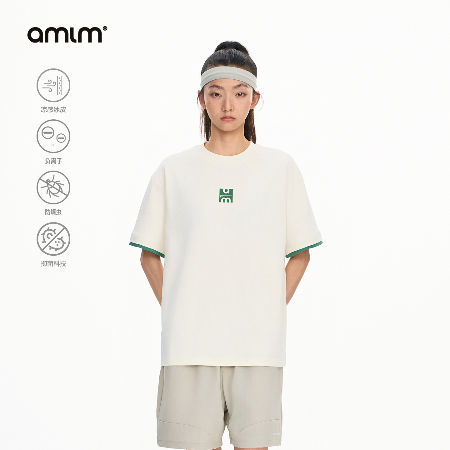 AMLM网球拍印花短袖凉感抗菌T恤图片