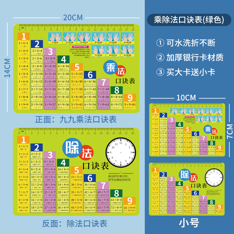 二年级乘除法口诀表九九乘法表