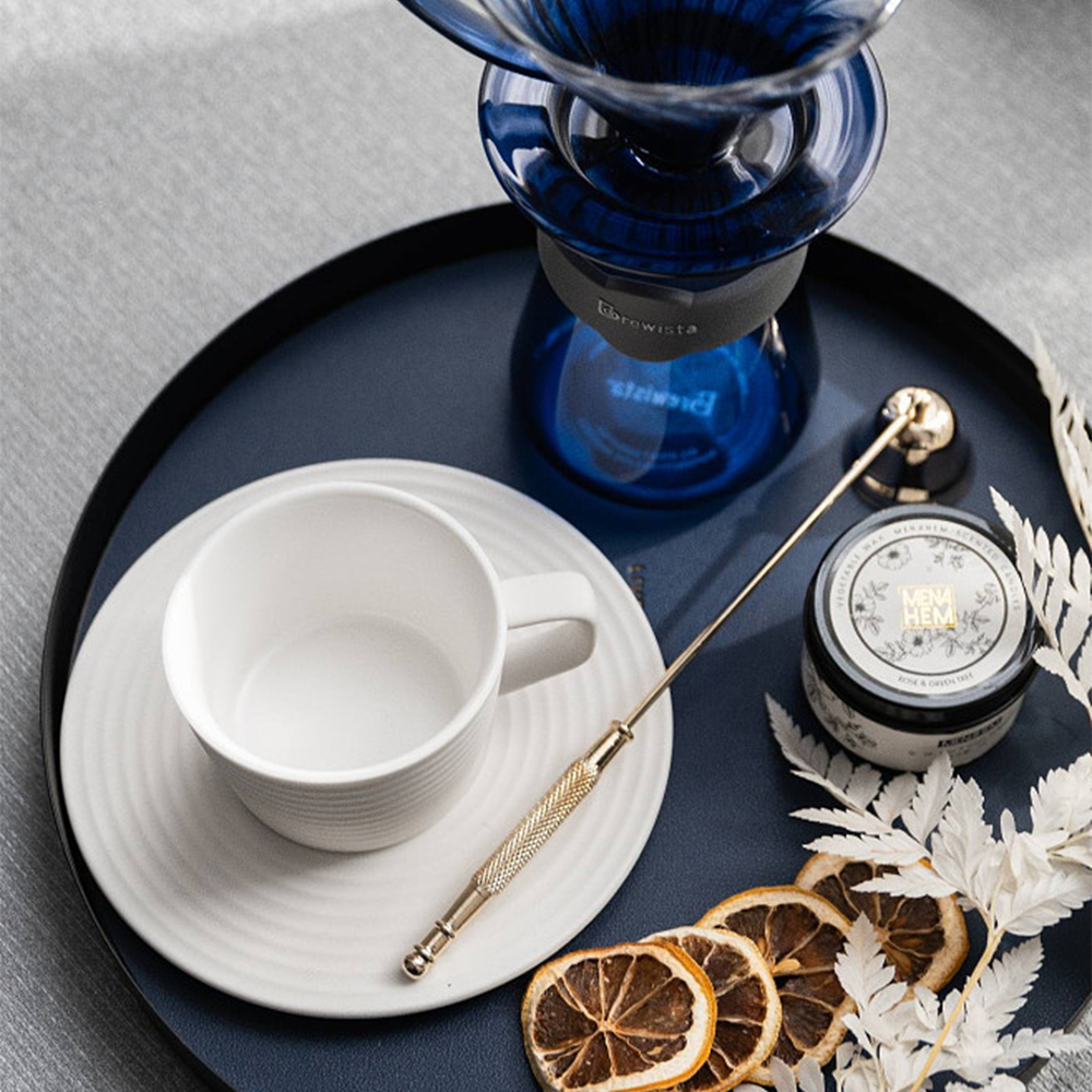 E-Pin 逸品家居蓝色系飘窗组合咖啡壶咖啡杯客厅茶几套组托盘香薰