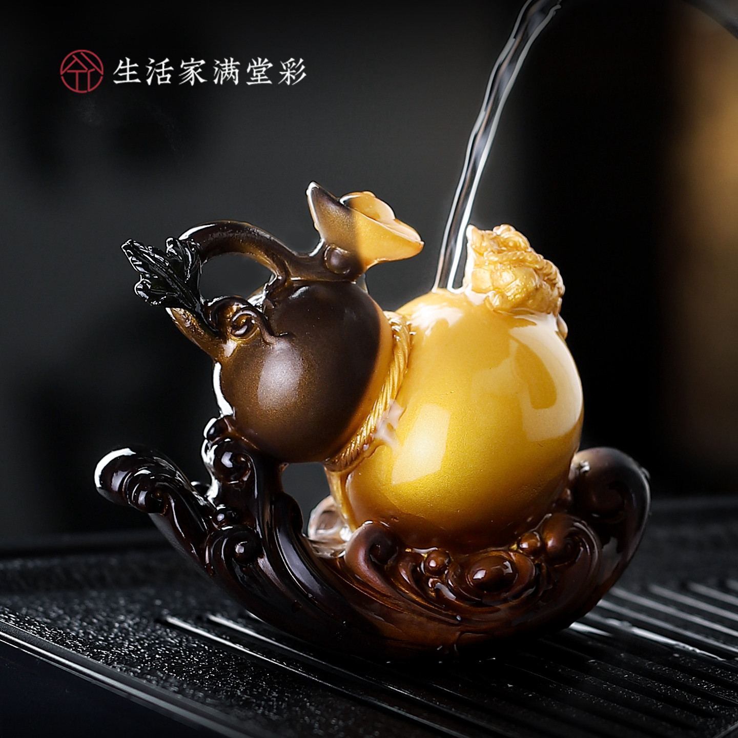 变色茶宠摆件中式葫芦功夫茶具配件福禄茶玩发财茶桌茶台装饰品