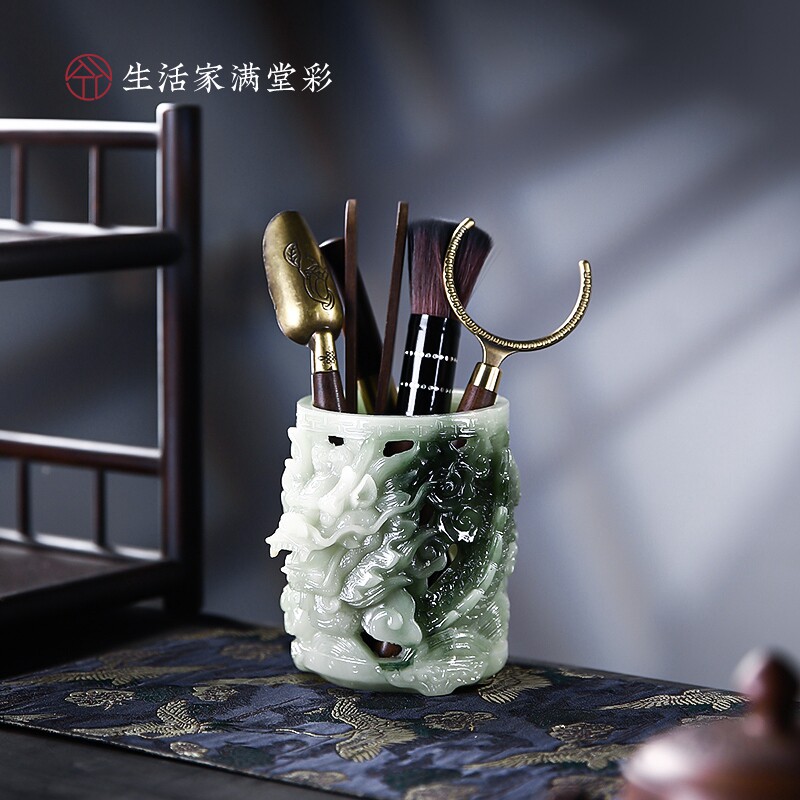玉龙茶筒茶夹茶针镊子六君子功夫茶具配件茶盘茶桌泡茶工具大全