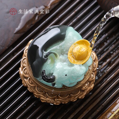 茶宠摆件牛转乾坤变色