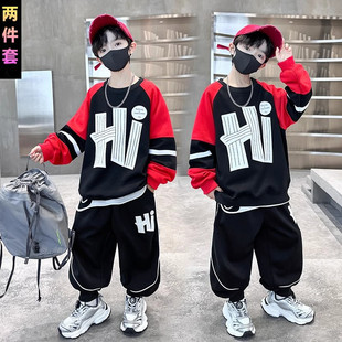 安奈儿联名男童秋装运动套装2025儿童装洋气时髦中大童卫衣两件套