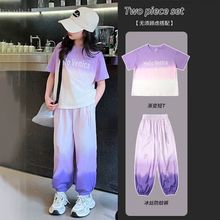 李­宁联名儿童女童速干运动服套装夏装2025夏季女孩短袖冰丝长裤