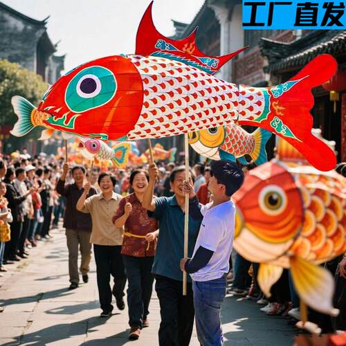巡游鱼灯可爱游行道具非遗文化氛围拍照道具灯成品手持瞻淇鱼灯