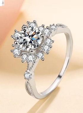 百搭潮流抖音冰雪皇后气质女戒指毫镶满锆活口八心八箭一克拉百搭