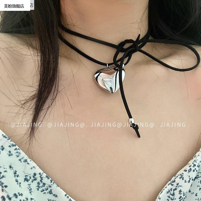 个性爱心绑带项链甜酷风高级感绑绳气质潮流时尚颈链锁骨链简百搭