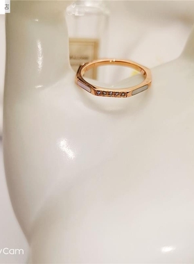 百搭时尚配饰钛钢玫瑰金八角形镶钻戒指百搭