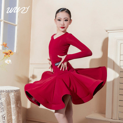 舞姿V领拉丁舞蹈儿童演出服女童