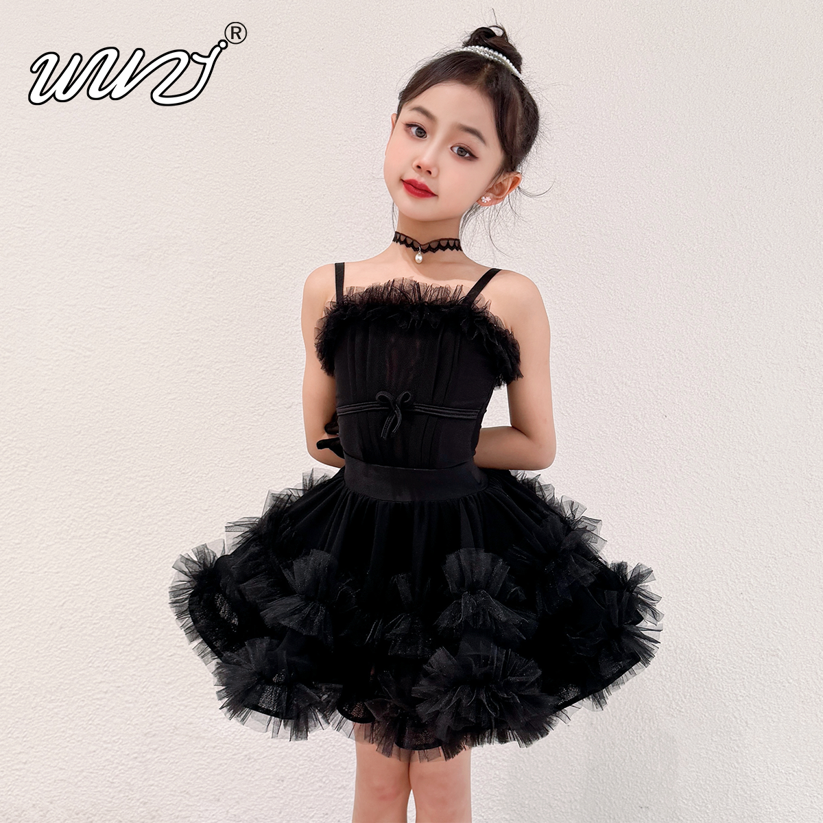舞姿女童拉丁舞服新款女童表演服春夏练功服高级拉丁舞演出小礼服