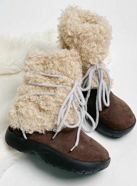 TBT “好看的”  费尔岛风毛毛雪地靴 抗寒神器25新款保暖 雪地靴