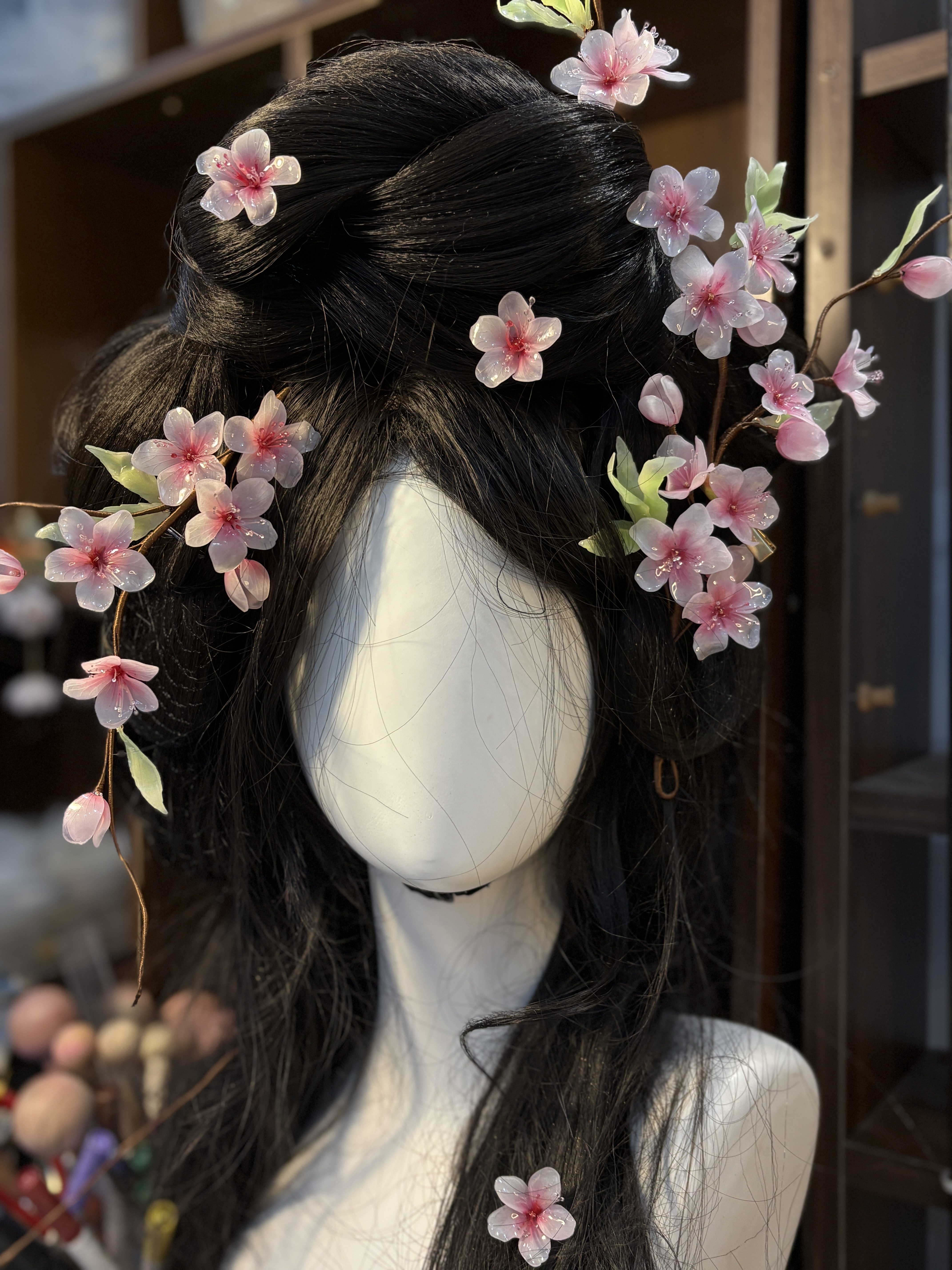热缩桃花发簪热缩片手工制作汉服古风/国风配饰