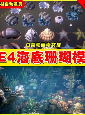 UE4海底珊瑚海螺备课海草植物UE5素材 Corals 2