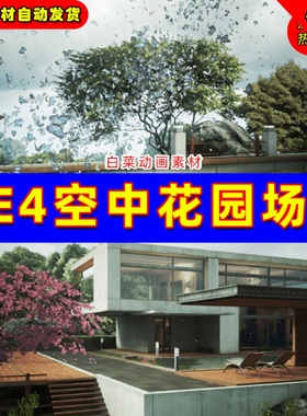 UE4 UE5 Epic Zen Garden 空中豪华别墅小屋仙境山脉材质空中场景