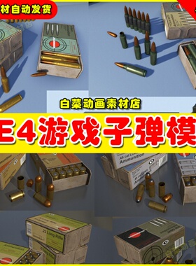 UE4吃鸡武器弹药子弹道具素材UE5模型 Ammo Set