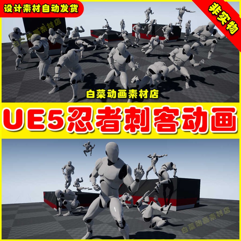 UE4 UE5 Ninja Starter - MoCap Pack 忍者刺客人物角色动画4.27