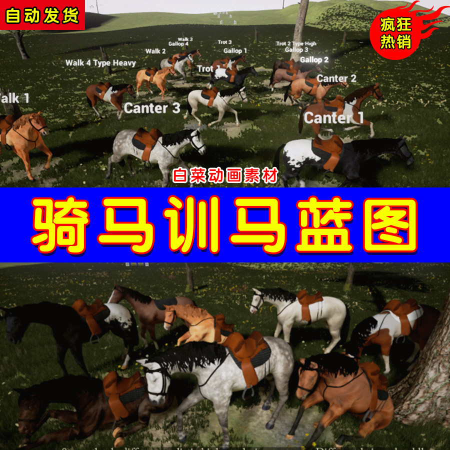 ue4训马动作动画ue5骑马蓝图 horse riding and taming kit