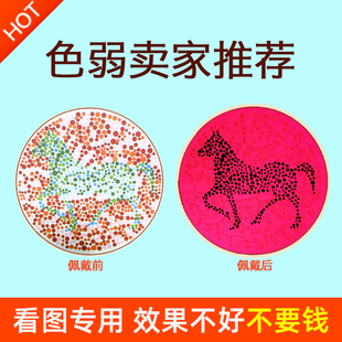 魅博新款 红绿色盲色弱眼镜纠正框架夹片老花近视眼睛通用透明专用