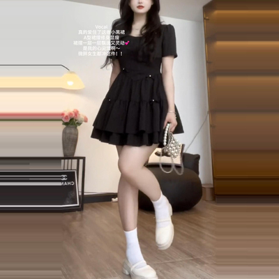 大码收腰a字连衣裙女夏季