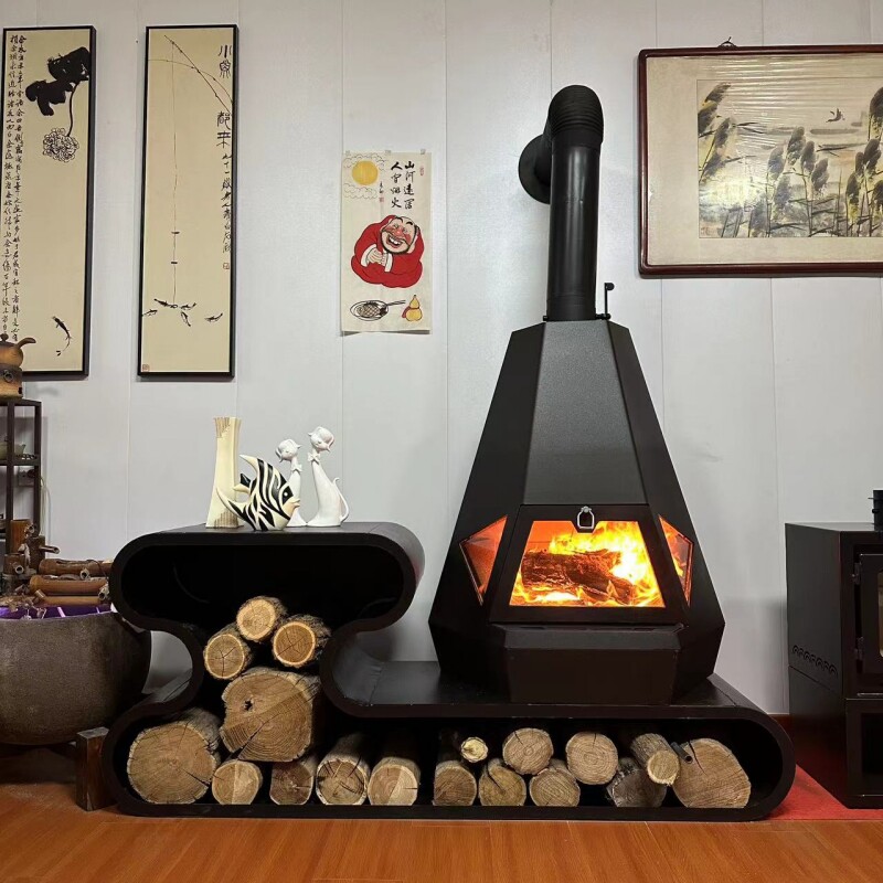 真火钻石创意壁炉别墅农村自建房民宿取暖壁炉观火壁炉