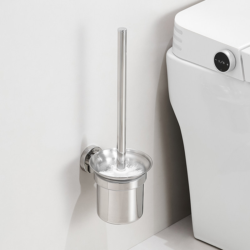 卫生间免打孔马桶刷架套装 304不锈钢壁挂磨砂玻璃杯厕所刷架沥水,家装主材,马桶刷架,淘宝优惠券,粉丝福利购,淘宝优惠卷