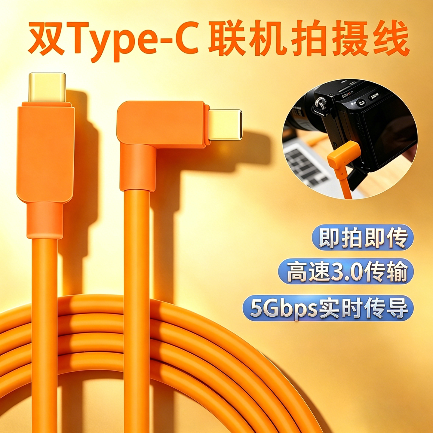 适用于索尼A7M4/A7RM5/α7CR微单相机A7M4 ZVE10连电脑双Type-C高速联机拍摄线传输数据线XT5/XH-2 R5/R62/R8