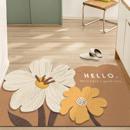 花卉皮革入户门玄关地垫PVC可擦免洗裁剪地毯进门口垫防滑脚垫子