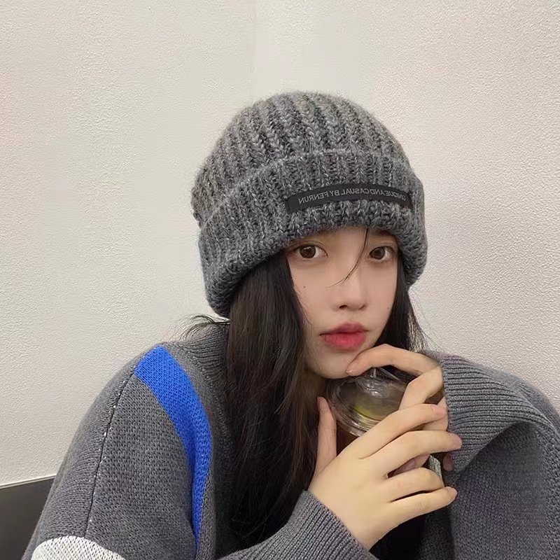 大头围显脸小帽子女秋冬宽松黑色毛线帽冷帽潮ins百搭保暖针织帽