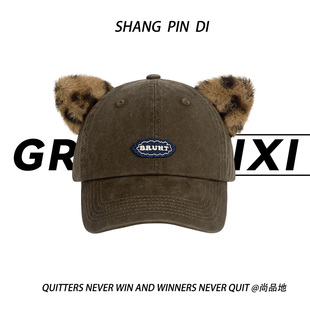 韩国代购东大门新款可爱立体耳朵棒球帽女显脸小百搭学生鸭舌帽潮