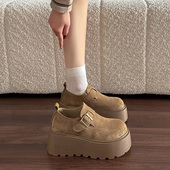 厚底勃肯鞋 女2026新款 松糕增高全包鞋 春季 小个子乐福鞋 磨砂0127z