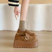 春季 扣带一脚蹬小个0127z 厚底增福鞋 反绒皮勃肯鞋 女2026新款
