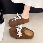 春季 外穿包头半0127z 百搭一脚蹬懒人鞋 厚底系带勃肯鞋 女2026新款